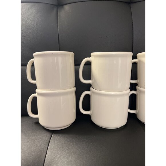 Tupperware Melamine Mugs With Handles Cream Mod Vintage 1970s Set Of 8 - Picture 2 of 12